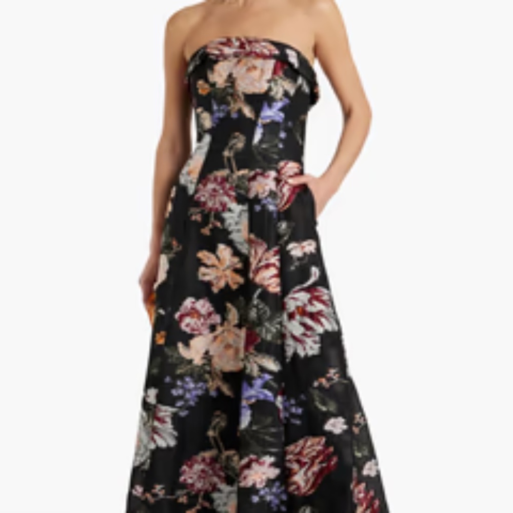 Marchesa Notte. Size 10 Strapless Brocade Gown  NEW W/Tags